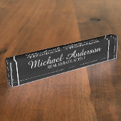 Professional Elegant Black en White Naambordje (Zijkant)