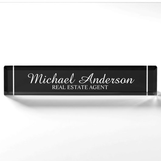 Professional Elegant Black en White Naambordje (Voorkant)