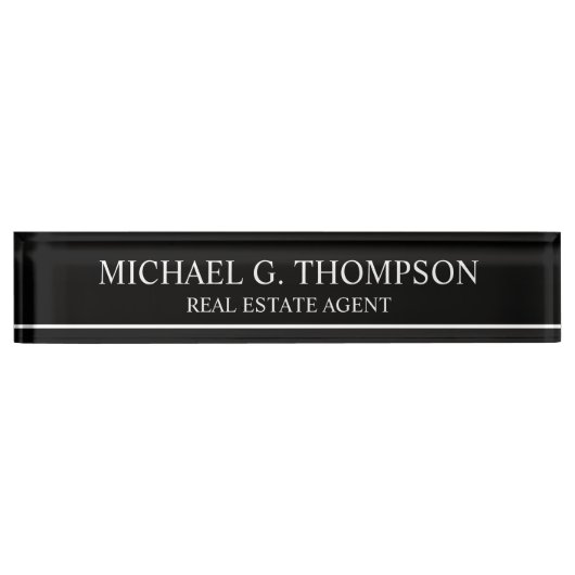 Professional Elegant Black en White Naambordje (Voorkant)
