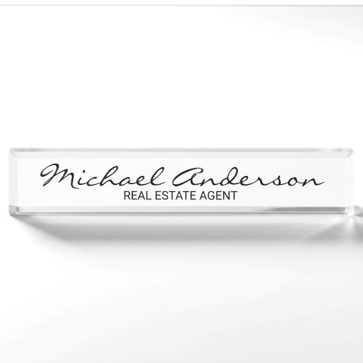 Professional Elegant Black en White Naambordje (Voorkant)