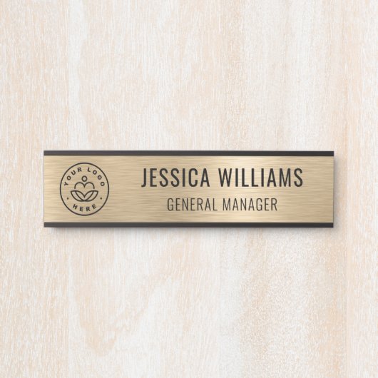 Professional Elegant Black Faux Brushed Gold Deurbordje (Voorkant)