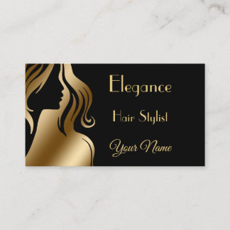 Professional Elegant Black Gold Hair Dresser Visitekaartje