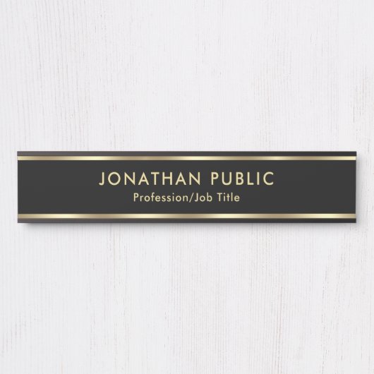 Professional Elegant Black Gold Home Office School Deurbordje (Voorkant)