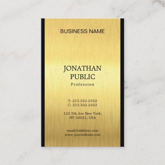 Professional Elegant Black Gold Luxury Plain Chic Visitekaartje (Voorkant)