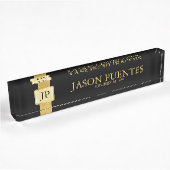 Professional Elegant Black & Gold met monogram Naambordje