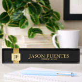 Professional Elegant Black & Gold met monogram Naambordje