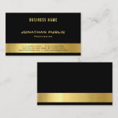 Professional Elegant Black Gold Modern Luxe Plain Visitekaartje (Voorkant / Achterkant)