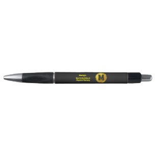Professional Elegant Black Gold Monogram Business Pen