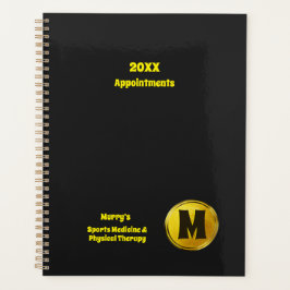 Professional Elegant Black Gold Monogram Business Planner