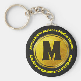 Professional Elegant Black Gold Monogram Business Sleutelhanger