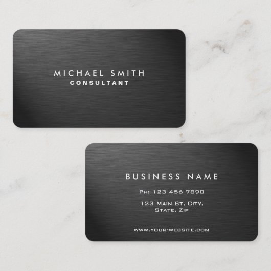 Professional Elegant Black Modern Plain Metal Visitekaartje (Voorkant / Achterkant)