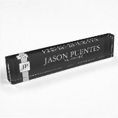Professional Elegant Black & Silver met monogram Naambordje