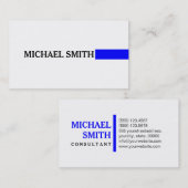 Professional Elegant Blue Modern Plain White Visitekaartje (Voorkant / Achterkant)