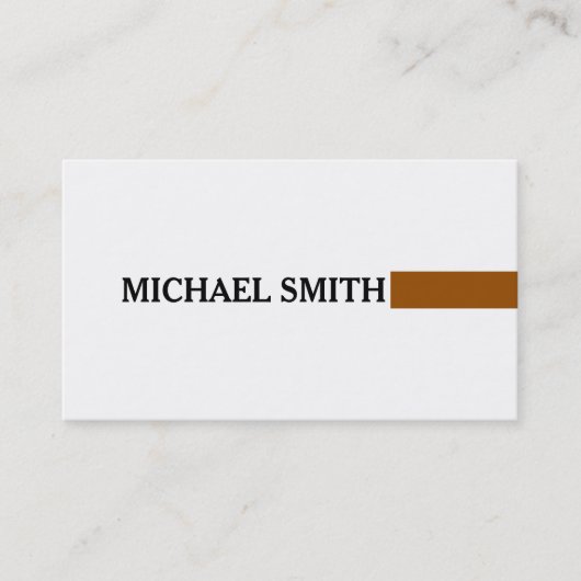 Professional Elegant Brown Modern Plain White Visitekaartje (Voorkant)