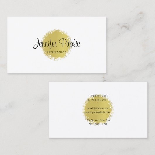 Professional Elegant Calligraded Gold Plain Visitekaartje (Voorkant / Achterkant)