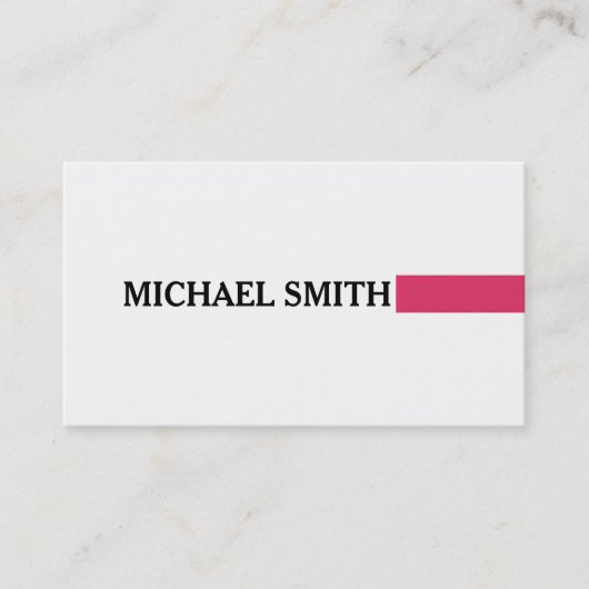Professional Elegant Cerise Modern Plain White Visitekaartje (Voorkant)