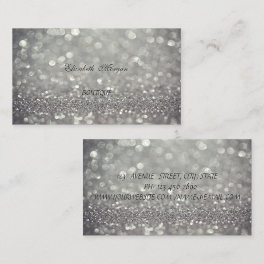 Professional Elegant Chic, Glittery, Bokeh Visitekaartje (Voorkant / Achterkant)