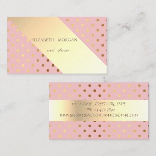 Professional Elegant Chic Polka Dots, Stripes Visitekaartje (Voorkant / Achterkant)