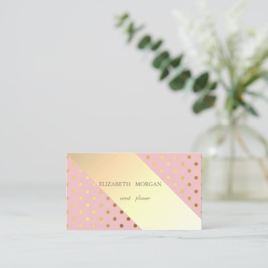 Professional Elegant Chic Polka Dots, Stripes Visitekaartje (Staand voorkant)