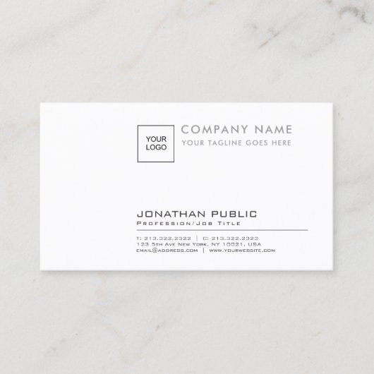 Professional Elegant Corporate Plain Logo Chic Visitekaartje (Voorkant)
