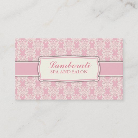 Professional Elegant Damask Floral Pattern Salon Visitekaartje (Voorkant)