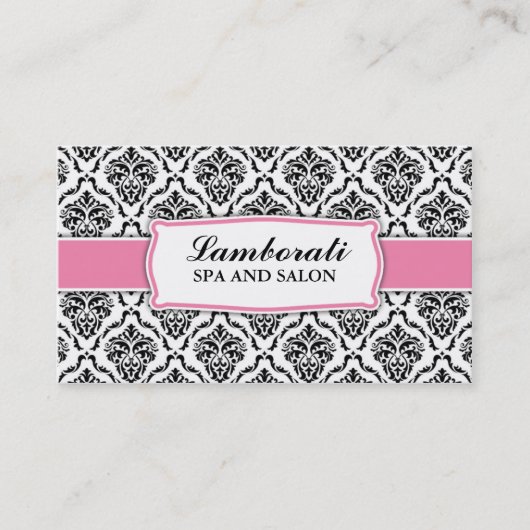 Professional Elegant Damask Floral Pattern Stylist Visitekaartje (Voorkant)