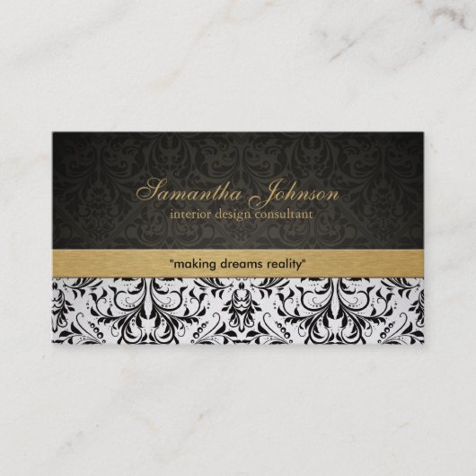 Professional Elegant Damask Visitekaartjes (Voorkant)