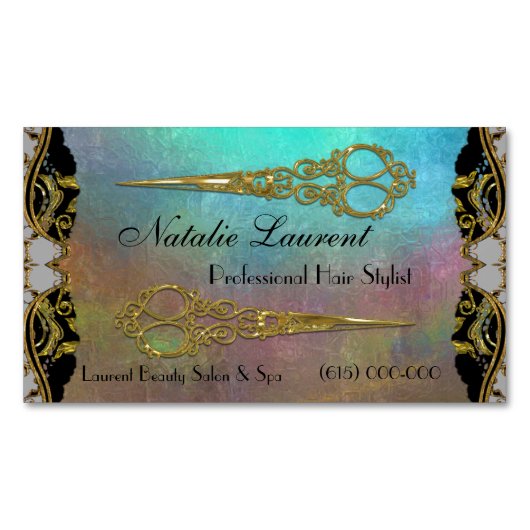 Professional Elegant Double Scissors Waters Edge Magnetisch Visitekaartje (Voorkant)