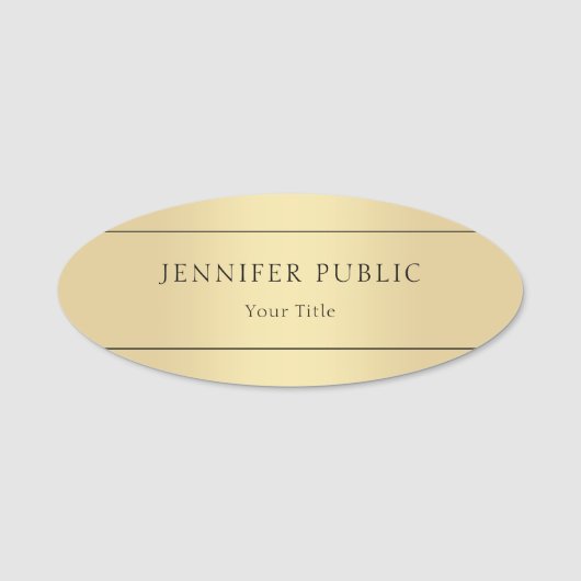 Professional Elegant Faux Gold Moderne Sjabloon Naamplaatje (Voorkant)