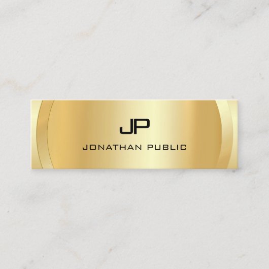 Professional Elegant Faux Gold Monogram Modern Mini Visitekaartje (Voorkant)