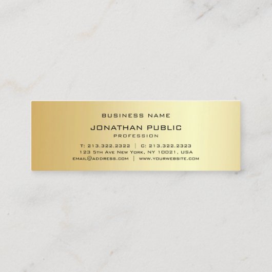 Professional Elegant Faux Gold Monogram Modern Mini Visitekaartje (Achterkant)