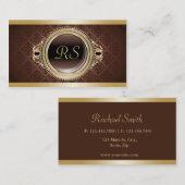 Professional Elegant Floral Monogram Gold Visitekaartje (Voorkant / Achterkant)