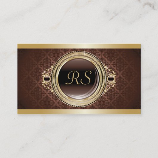 Professional Elegant Floral Monogram Gold Visitekaartje (Voorkant)