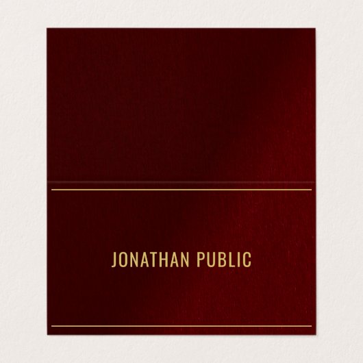Professional Elegant Folded Bordeaux And Gold Visitekaartje (Buitenkant ongevouwen)