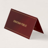 Professional Elegant Folded Bordeaux And Gold Visitekaartje (Voorkant)