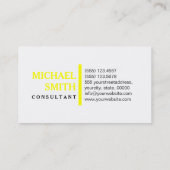Professional Elegant Geel Modern Plain White Visitekaartje (Achterkant)