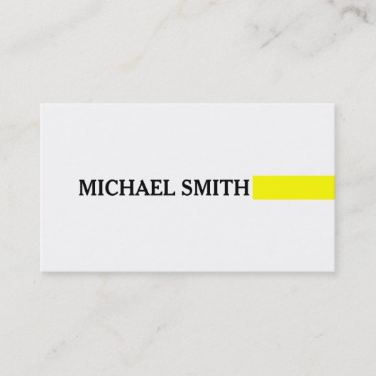 Professional Elegant Geel Modern Plain White Visitekaartje (Voorkant)