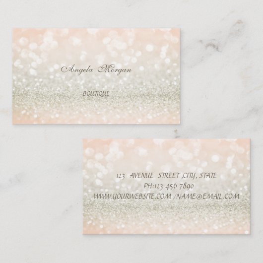 Professional Elegant Glamor Glittery Visitekaartje (Voorkant / Achterkant)