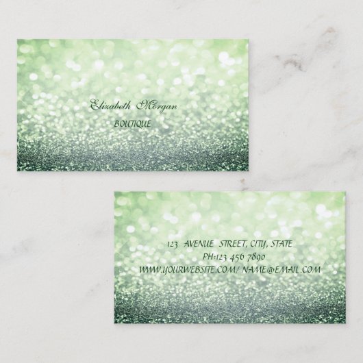 Professional Elegant Glittery Green Bokeh Visitekaartje (Voorkant / Achterkant)