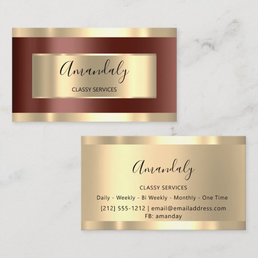 Professional Elegant Gold Brown CONSULTING Blogger Visitekaartje (Voorkant / Achterkant)