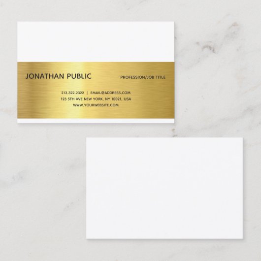 Professional Elegant Gold Effect Modern Plain Luxe Visitekaartje (Voorkant / Achterkant)