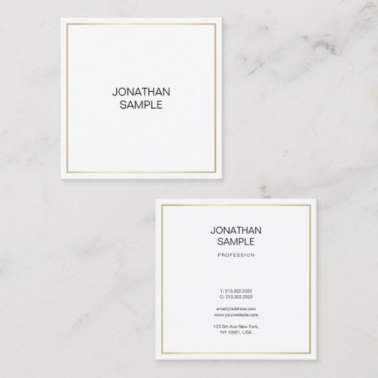 Professional Elegant Gold look minimalist Vierkante Visitekaartje (Voorkant / Achterkant)