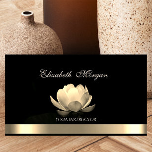 Professional Elegant Gold Lotus, Yoga Black Visitekaartje