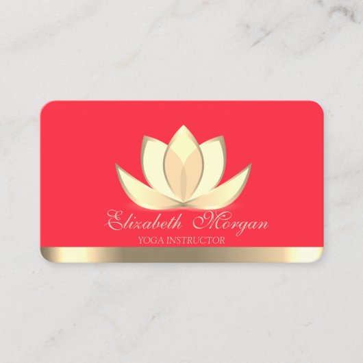 Professional Elegant Gold Lotus, Yoga Red Visitekaartje (Voorkant)