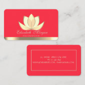 Professional Elegant Gold Lotus, Yoga Red Visitekaartje (Voorkant / Achterkant)