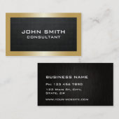 Professional Elegant Gold Modern Plain Metal Black Visitekaartje (Voorkant / Achterkant)