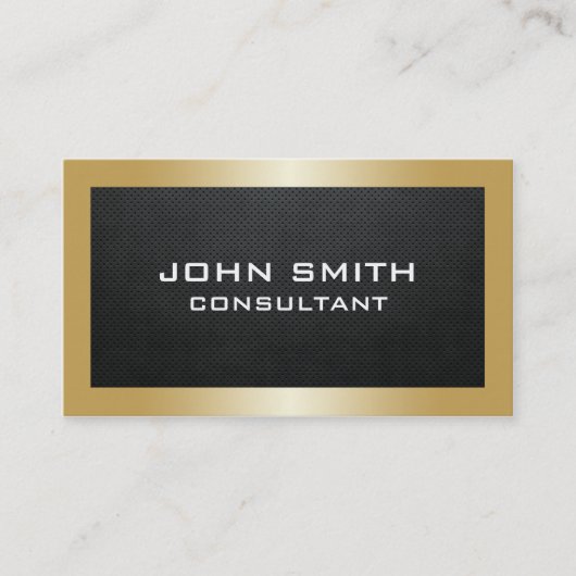 Professional Elegant Gold Modern Plain Metal Black Visitekaartje (Voorkant)