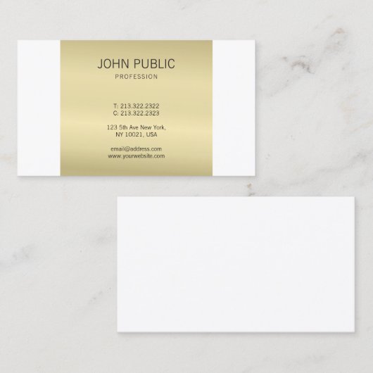 Professional Elegant Gold Monogram Modern Plain Visitekaartje (Voorkant / Achterkant)