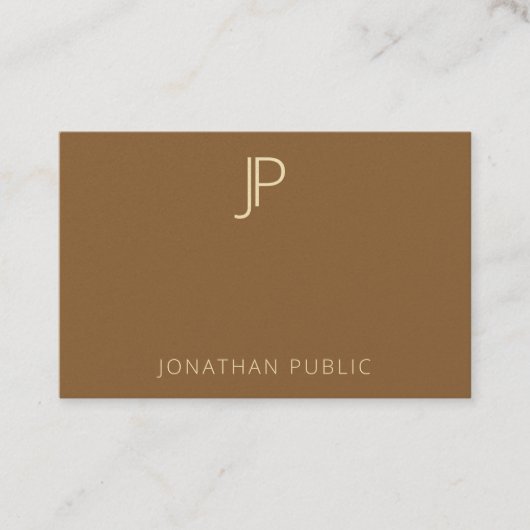 Professional Elegant Gold Monogram Premium Pearl Visitekaartje (Voorkant)