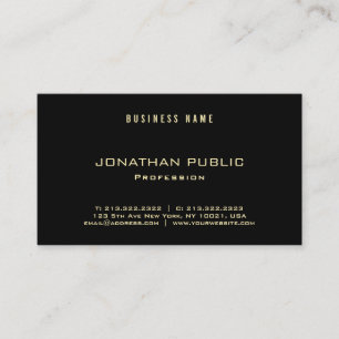 Professional Elegant Gold Text Black Modern Luxe Visitekaartje